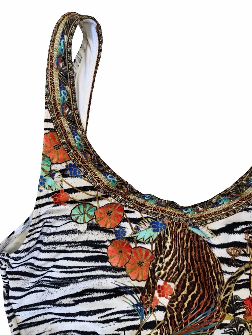 Camilla Cosmic Conflict One-Piece Swimsuit Gathered Side Ties Crystals Bling M - Picture 3 of 14